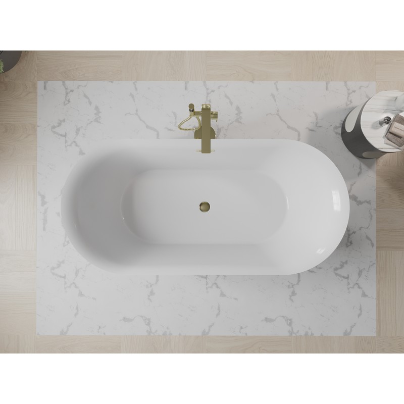 Mexen Roxy freistehende Badewanne 170 x 80 cm, weiß/schwarz, Überlauf gold - 51201708075-50