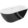 Mexen Roxy freistehende Badewanne 170 x 80 cm, weiß/schwarz, Überlauf in gebürstetem Gold - 51201708075-55