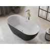 Mexen Roxy freistehende Badewanne 170 x 80 cm, weiß/schwarz, Überlauf in gebürstetem Gold - 51201708075-55