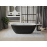 Mexen Roxy freistehende Badewanne 170 x 80 cm, weiß/schwarz, Überlauf in gebürstetem Gold - 51201708075-55