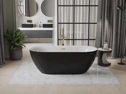 Mexen Roxy freistehende Badewanne 170 x 80 cm, weiß/schwarz, Überlauf in gebürstetem Gold - 51201708075-55