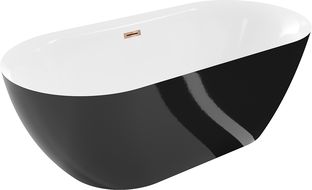 Mexen Roxy freistehende Wanne 170 x 80 cm, weiß/schwarz, Überlauf roségold - 51201708075-60