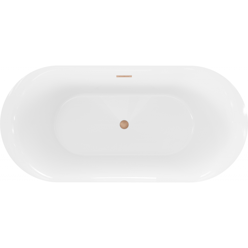 Mexen Roxy freistehende Badewanne 170 x 80 cm, weiß/schwarz, Überlauf gebürstetes Kupfer - 51201708075-65