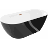 Mexen Roxy freistehende Badewanne 170 x 80 cm, weiß/schwarz, Überlauf gebürstetes Kupfer - 51201708075-65