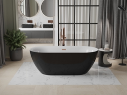 Mexen Roxy freistehende Badewanne 170 x 80 cm, weiß/schwarz, Überlauf gebürstetes Kupfer - 51201708075-65