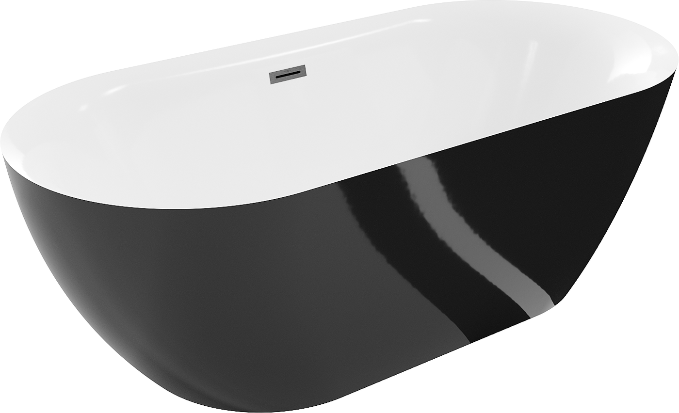 Mexen Roxy freistehende Badewanne 170 x 80 cm, weiß/schwarz, Abfluss gun gray gebürstet - 51201708075-66