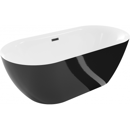 Mexen Roxy freistehende Badewanne 170 x 80 cm, weiß/schwarz, schwarzer Überlauf - 51201708075-70