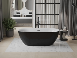 Mexen Roxy freistehende Badewanne 170 x 80 cm, weiß/schwarz, schwarzer Überlauf - 51201708075-70