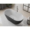 Mexen Roxy freistehende Badewanne 170 x 80 cm, weiß/schwarz, Überlauf gebürsteter Nickel - 51201708075-97