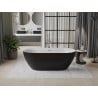 Mexen Roxy freistehende Badewanne 170 x 80 cm, weiß/schwarz, Überlauf gebürsteter Nickel - 51201708075-97