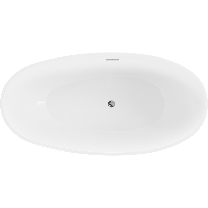 Mexen Bilbao freistehende Badewanne 180 x 90 cm, weiß, Überlauf in Chrom - 51311809000-01