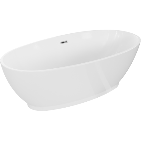 Mexen Bilbao freistehende Badewanne 180 x 90 cm, weiß, Überlauf in Chrom - 51311809000-01
