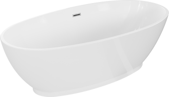 Mexen Bilbao freistehende Badewanne 180 x 90 cm, weiß, Überlauf in Chrom - 51311809000-01