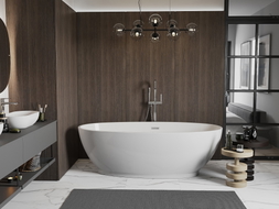 Mexen Bilbao freistehende Badewanne 180 x 90 cm, weiß, Überlauf in Chrom - 51311809000-01