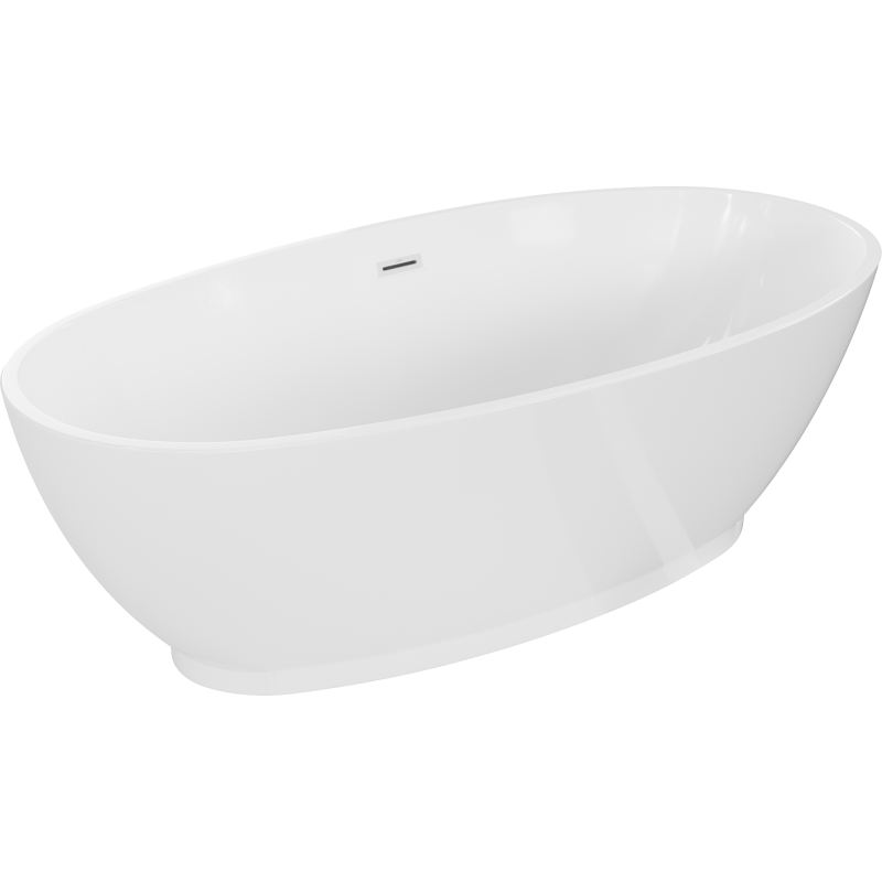 Mexen Bilbao freistehende Badewanne 180 x 90 cm, weiß, Überlauf weiß - 51311809000-20