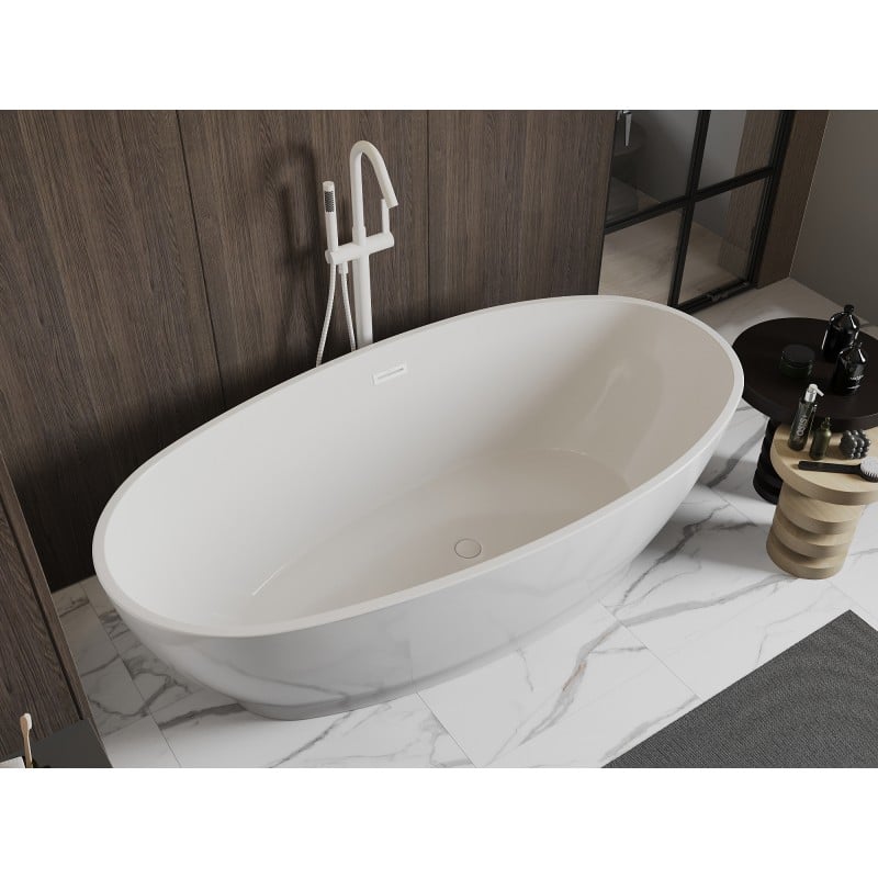 Mexen Bilbao freistehende Badewanne 180 x 90 cm, weiß, Überlauf weiß - 51311809000-20