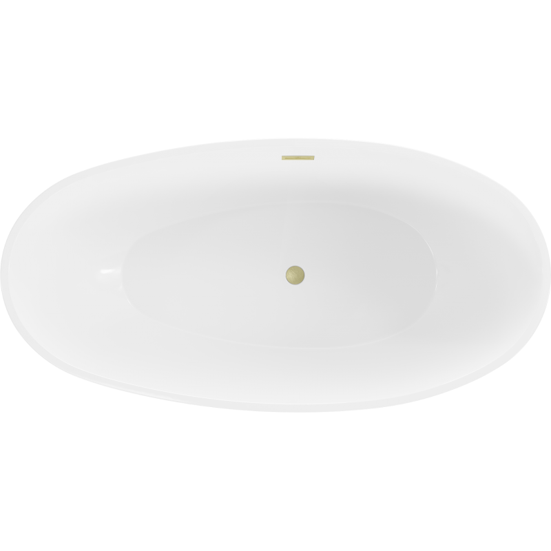 Mexen Bilbao freistehende Badewanne 180 x 90 cm, weiß, Überlauf gebürstetes Gold - 51311809000-55