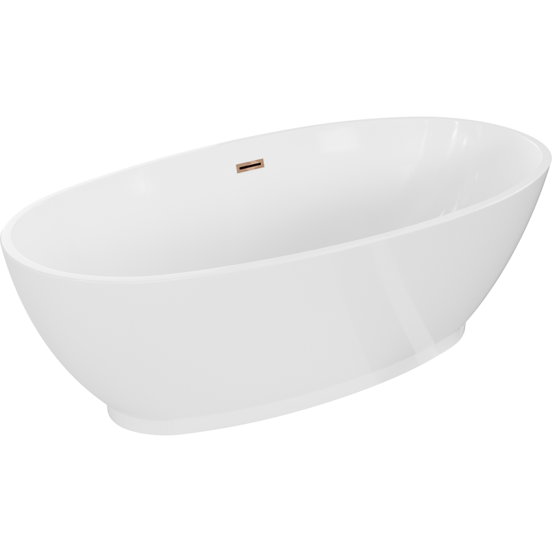 Mexen Bilbao freistehende Badewanne 180 x 90 cm, weiß, Überlauf roségold - 51311809000-60