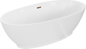 Mexen Bilbao freistehende Badewanne 180 x 90 cm, weiß, Überlauf roségold - 51311809000-60