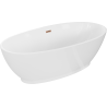 Mexen Bilbao freistehende Badewanne 180 x 90 cm, weiß, Überlauf gebürstetes Kupfer - 51311809000-65