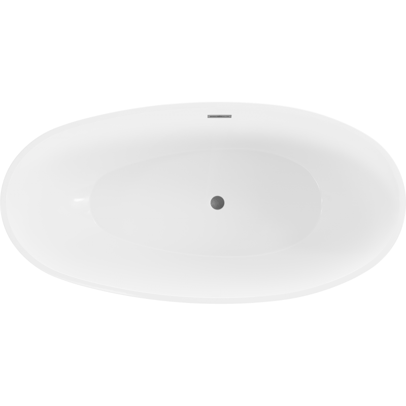 Mexen Bilbao freistehende Badewanne 180 x 90 cm, weiß, Überlauf gun gray gebürstet - 51311809000-66