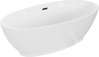 Mexen Bilbao freistehende Badewanne 180 x 90 cm, weiß, schwarzer Überlauf - 51311809000-70