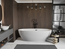 Mexen Bilbao freistehende Badewanne 180 x 90 cm, weiß, schwarzer Überlauf - 51311809000-70