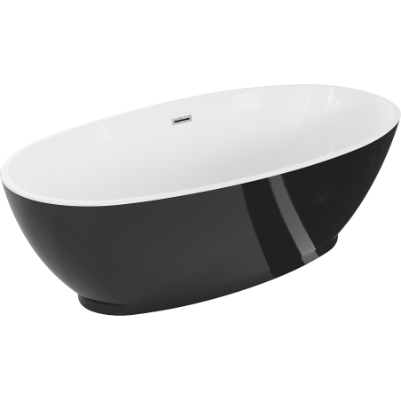 Mexen Bilbao freistehende Badewanne 180 x 90 cm, weiß/schwarz, Überlauf Chrom - 51311809075-01