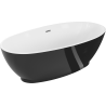 Mexen Bilbao freistehende Badewanne 180 x 90 cm, weiß/schwarz, Überlauf Chrom - 51311809075-01
