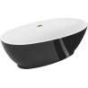 Mexen Bilbao freistehende Badewanne 180 x 90 cm, weiß/schwarz, Überlauf gold - 51311809075-50
