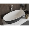 Mexen Bilbao freistehende Badewanne 180 x 90 cm, weiß/schwarz, weißer Überlauf - 51311809075-20