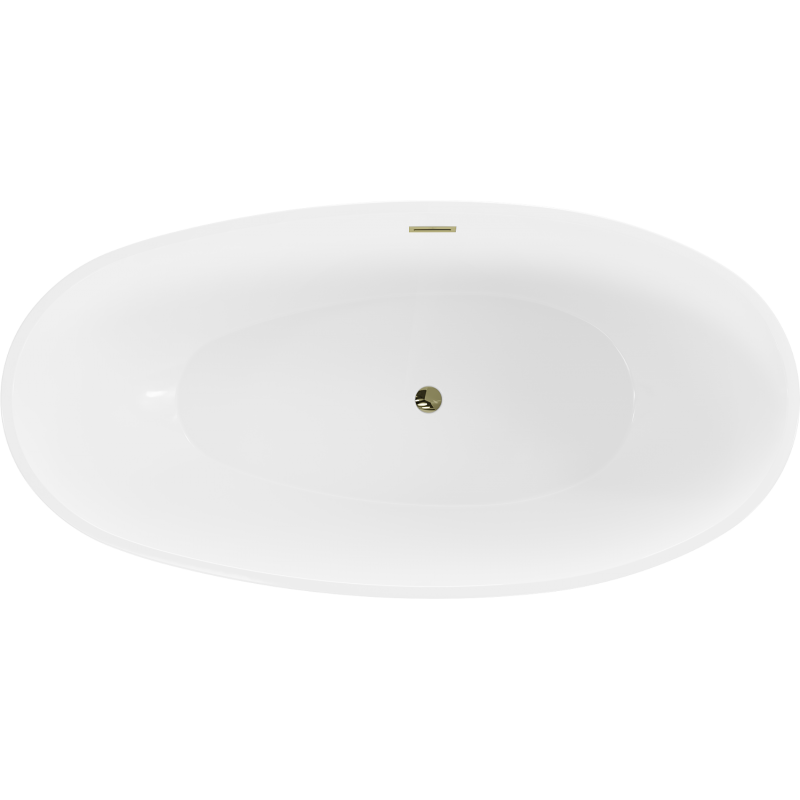 Mexen Bilbao freistehende Badewanne 180 x 90 cm, weiß/schwarz, Überlauf gold - 51311809075-50