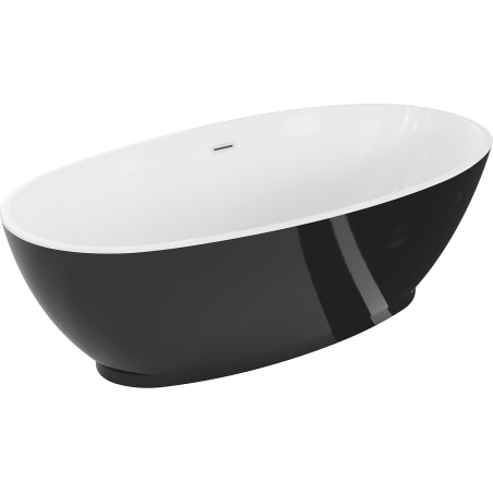 Mexen Bilbao freistehende Badewanne 180 x 90 cm, weiß/schwarz, weißer Überlauf - 51311809075-20
