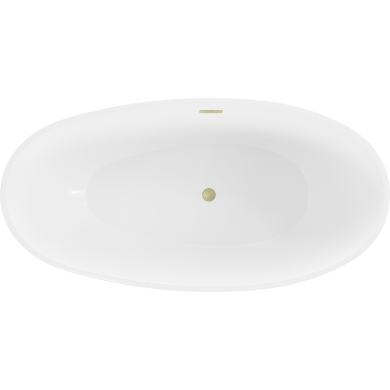Mexen Bilbao freistehende Badewanne 180 x 90 cm, weiß/schwarz, Überlauf gebürstetes Gold - 51311809075-55