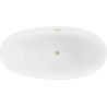 Mexen Bilbao freistehende Badewanne 180 x 90 cm, weiß/schwarz, Überlauf gebürstetes Gold - 51311809075-55