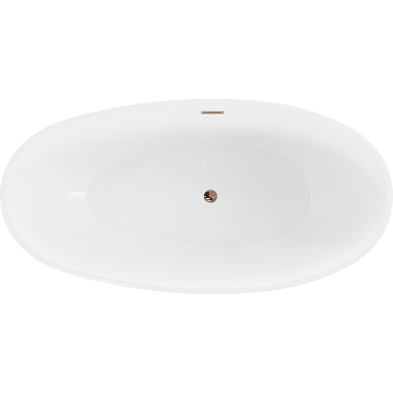 Mexen Bilbao freistehende Badewanne 180 x 90 cm, weiß/schwarz, Überlauf Roségold - 51311809075-60