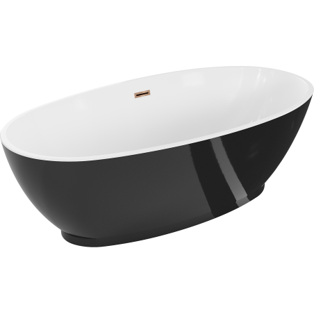 Mexen Bilbao freistehende Badewanne 180 x 90 cm, weiß/schwarz, Überlauf Roségold - 51311809075-60