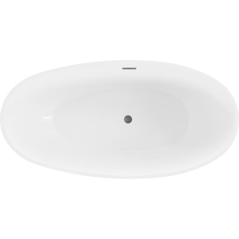 Mexen Bilbao freistehende Badewanne 180 x 90 cm, weiß/schwarz, Überlauf gun gray gebürstet - 51311809075-66