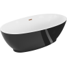 Mexen Bilbao freistehende Badewanne 180 x 90 cm, weiß/schwarz, Überlauf gebürstetes Kupfer - 51311809075-65