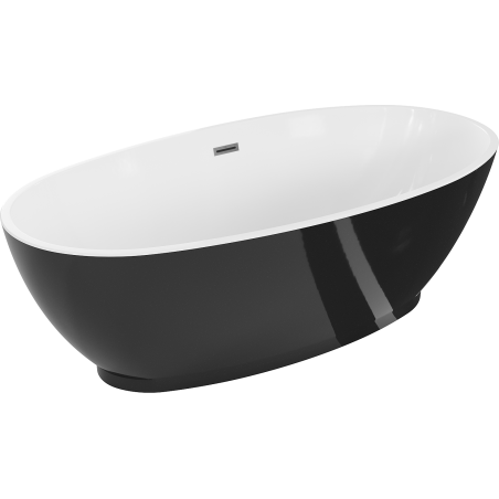 Mexen Bilbao freistehende Badewanne 180 x 90 cm, weiß/schwarz, Überlauf Gunmetal - 51311809075-95