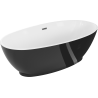 Mexen Bilbao freistehende Badewanne 180 x 90 cm, weiß/schwarz, Überlauf Gunmetal - 51311809075-95
