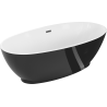 Mexen Bilbao freistehende Badewanne 180 x 90 cm, weiß/schwarz, Überlauf gun gray gebürstet - 51311809075-66