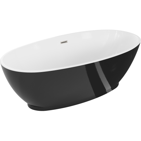 Mexen Bilbao freistehende Badewanne 180 x 90 cm, weiß/schwarz, Überlauf gebürsteter Nickel - 51311809075-97