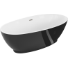 Mexen Bilbao freistehende Badewanne 180 x 90 cm, weiß/schwarz, Überlauf gebürsteter Nickel - 51311809075-97
