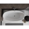 Mexen Bilbao freistehende Badewanne 180 x 90 cm, weiß/schwarz, Überlauf gun gray gebürstet - 51311809075-66