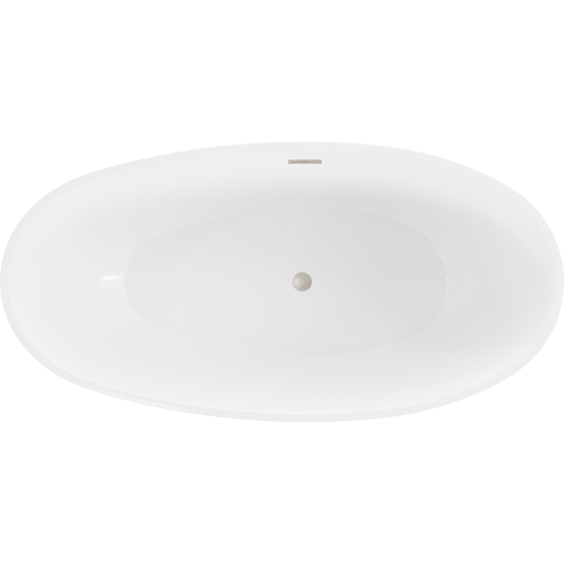 Mexen Bilbao freistehende Badewanne 180 x 90 cm, weiß/schwarz, Überlauf gebürsteter Nickel - 51311809075-97