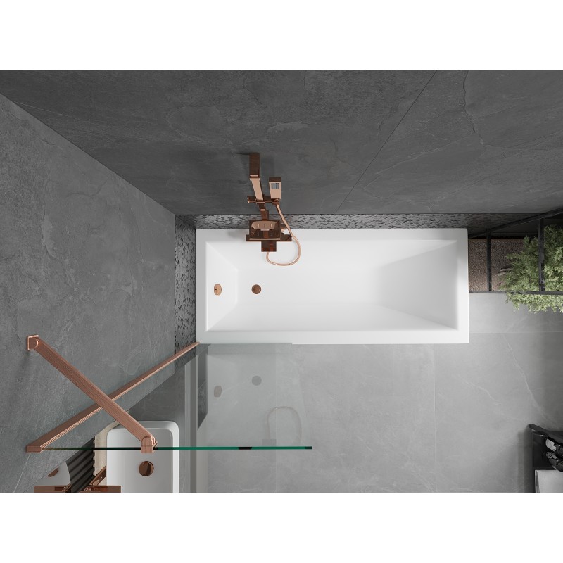 Mexen Next Badewannenabtrennung 1-flügelig 60 x 150 cm, transparent, gebürstetes Kupfer - 895-060-000-00-00-65
