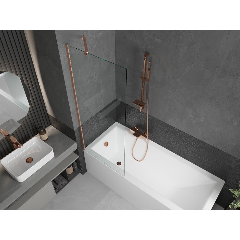 Mexen Next Badewannenwand 1-flügelig 70 x 150 cm, transparent, gebürstetes Kupfer - 895-070-000-00-00-65