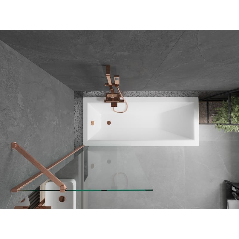 Mexen Next Badewannenwand 1-flügelig 70 x 150 cm, transparent, gebürstetes Kupfer - 895-070-000-00-00-65