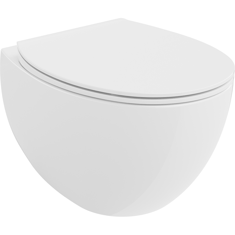 Mexen Egg WC-Schüssel Rimless mit langsam schließendem Slim-Sitz, Duroplast, weiß glänzend - 30245000